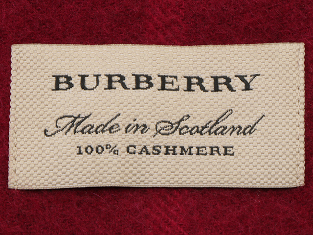 BURBERRY バーバリー マフラー チェック カシミヤ100％ ボルドー 【472