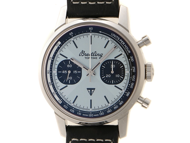 2022年2月正規品 BREITLING ブライトリング 腕時計 トップタイム トライアンフ A23311121C1X1 アイスブルー文字盤 ステンレス/革 自動巻き【472】SJ
