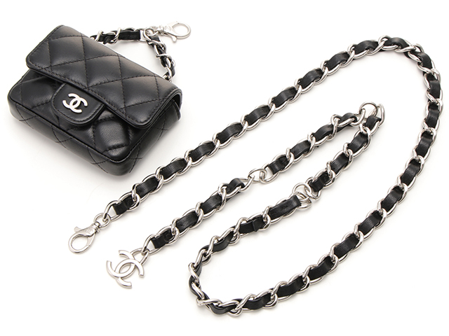 CHANEL シャネル ベルトバッグ AP2305 ブラック/SV ラムスキン