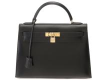 HERMES 　エルメス 　ハンドバック　ケリー32 　外縫い　ボックスカーフ　○Z刻印　1996年頃製造　ブラック/GP　433