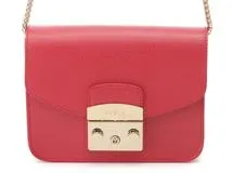 FURLA フルラ ショルダーバッグ メトロポリス レッド ゴールド金具 カーフ G6400/B5【434】 の購入なら「質」の大黒屋（公式）