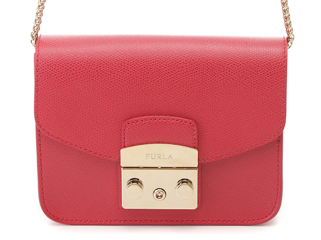 FURLA フルラ ショルダーバッグ メトロポリス レッド ゴールド金具 カーフ G6400/B5【434】