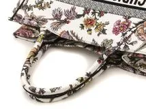 DIOR ディオール トートバッグ フラワー ブックトートミディアム キャンバス ホワイト【472】YY