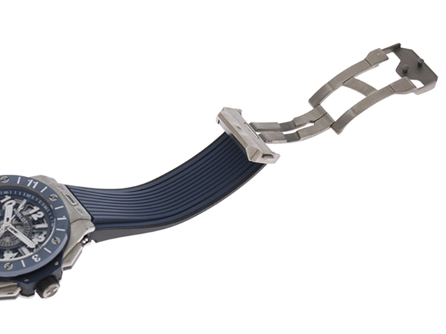 2021年正規品 HUBLOT ウブロ 腕時計 ビッグバン ウニコ GMT 471.NL.7112.RX チタニウム／ブルーセラミック ブルー/マットグレースケルトン文字盤 自動巻【472】SJ