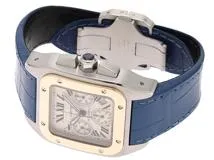 Cartier　カルティエ　サントス100クロノ　W20091X7　クロノグラフ　18YG/SS　アリゲーターレザー　メンズ　腕時計（2143400209104）【200】C