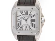Cartier カルティエ 腕時計 サントス100 MM W20106X8 ステンレス/クロコベルト シルバー文字盤 自動巻【472】SJ