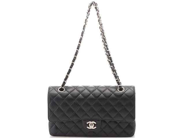 CHANEL シャネル マトラッセＷフラップ25Ｗチェーンショルダ－ ブラック/SV キャビア A01112 2143400215945 【432】