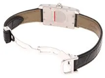 Cartier カルティエ　レディース クオーツ　タンクアメリカンSM 2重Dベゼル WB701851　ホワイトローマン文字盤 K18WG/クロコレザー【472】HK
