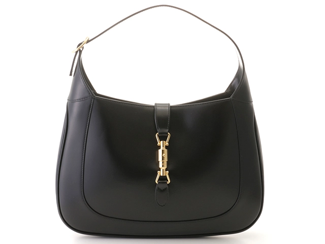 GUCCI　グッチ　ジャッキー1961　ミディアムショルダーバッグ　ブラック　レザー　【471】　Y