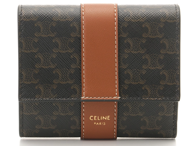 CELINE セリーヌ 三つ折り財布 トリオンフ スモールトリフォールドウォレット PVC/カーフ ブラウン 10D572BZ9.04LU【434】  の購入なら「質」の大黒屋（公式）