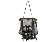 CHANEL シャネル メッシュ フリンジチェーントート ブラック／SV