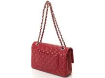 CHANEL シャネル 　マトラッセWフラップ25　チェ－ンショルダーバッグ　レッド　433