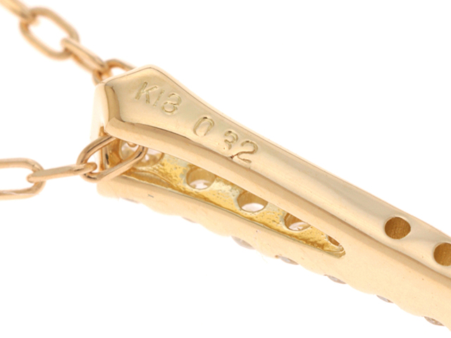JEWELRY　ノンブランドジュエリー　貴金属・宝石　ネックレス　K18イエローゴールド　ダイヤモンド0.32ct　約1.9g　2143400218083　【205】