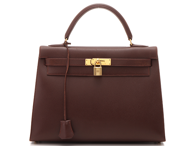 HERMES エルメス ハンドバッグ ケリー32 ブラウン クシュベル 〇