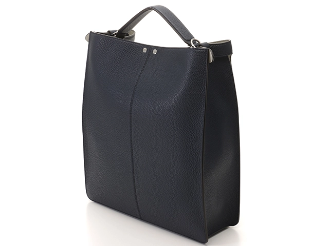 FENDI フェンディ ピーカブー アイシーユー トートバッグ ショルダーバッグ レザー ネイビー【473】