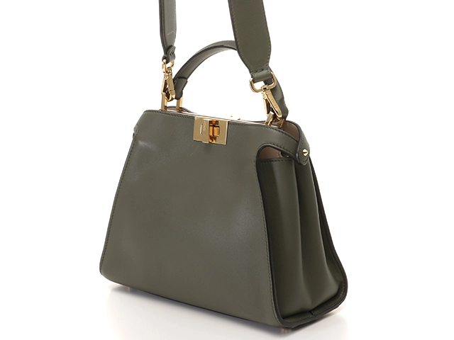 FENDI フェンディ ピーカブーアイコニック エッセンシャリー 8BN302 カーキ レザー phoneケース付き 【460】2143400221236