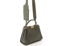 FENDI フェンディ ピーカブーアイコニック エッセンシャリー 8BN302 カーキ レザー phoneケース付き 【460】2143400221236