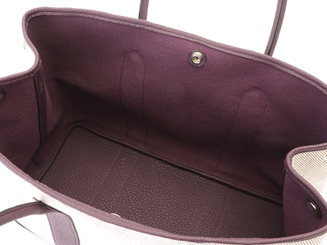 HERMES エルメス ガーデンパーティーPM ナチュラル/カシス トワルアッシュ/ネゴンダ U刻印【432】2143400222325