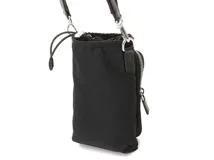 PRADA ブラック Re-Nylon スマートフォンケース Prada - Re-Nylon x サフィアーノレザー スマートフォンケース