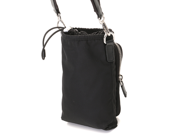 プラダ Re-Nylon スマートフォンケース ブラック ナイロン サフィアーノ PRADA Re-Nylon xサフィアーノレザー スマートフォンケース