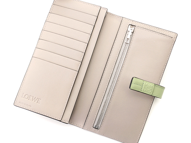LOEWE ロエベ バーティカル ウォレット ラージ カーフ パールグレー  