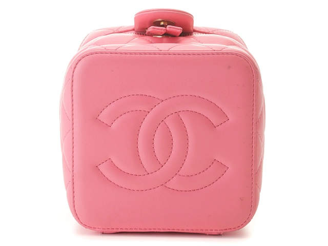 CHANEL シャネル チェーンショルダーバッグ マトラッセ バニティ ココマーク カーフ ピンク/GP AS3228 【436】 2143400225449