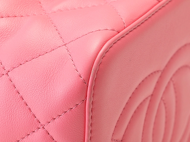 CHANEL シャネル チェーンショルダーバッグ マトラッセ バニティ ココマーク カーフ ピンク/GP AS3228 【436】 2143400225449