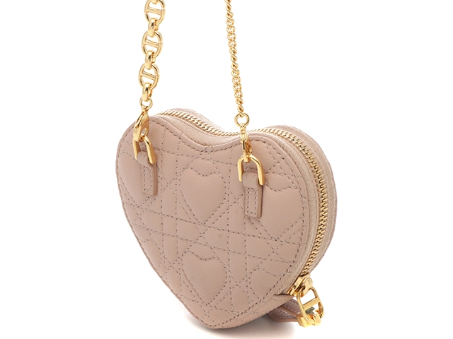 Dior　ディオール　カナージュ Caroチェーンハートポーチ　マカロンピンク　ラムスキン　S4210UJNH_M17N【431】2143400226521