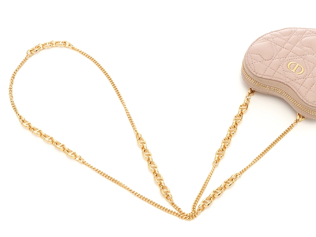 Dior　ディオール　カナージュ Caroチェーンハートポーチ　マカロンピンク　ラムスキン　S4210UJNH_M17N【431】2143400226521