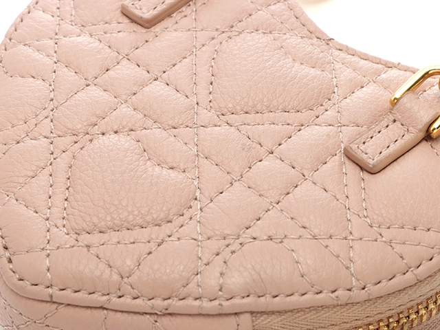 Dior　ディオール　カナージュ Caroチェーンハートポーチ　マカロンピンク　ラムスキン　S4210UJNH_M17N【431】2143400226521