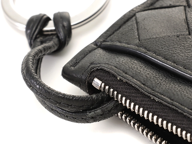 BOTTEGA　VENETA　ボッテガ・ヴェネタ　イントレチャート　フラグメントケース　608784　ブラック　レザー　コインケース【207】2143400228112