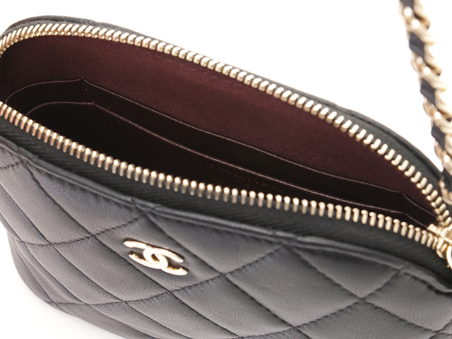 CHANEL シャネル マトラッセ ミニチェーンクラッチ ブラック GP