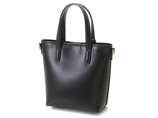SAINT LAURENT サンローラン ミ二 トイ ショッピングバッグ 773995 ブラック レザー 2wayショルダーバッグ 2143400228181【460】