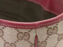 GUCCI　グッチ　トートバッグ　ベージュ／レッド　GGキャンバス／レザー　113019【434】2143400229836