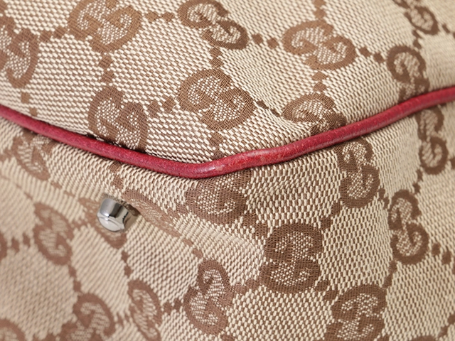 GUCCI　グッチ　トートバッグ　ベージュ／レッド　GGキャンバス／レザー　113019【434】2143400229836
