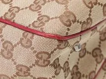 GUCCI　グッチ　トートバッグ　ベージュ／レッド　GGキャンバス／レザー　113019【434】2143400229836