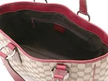 GUCCI　グッチ　トートバッグ　ベージュ／レッド　GGキャンバス／レザー　113019【434】2143400229836