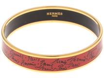 HERMES　エルメス　バングル　エマイユPM　オレンジ/ブラック/GP【431】2143400231228