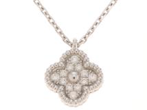 Van Cleef & Arpels ヴァンクリーフ&アーペル スウィートアルハンブラネックレス VCARO85900 K18ホワイトゴールド/ダイヤモンド/重さ約3.3g【472】YK
