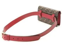 FENDI 　　フェンディ 　　エフイズ　　 ズッカ 　　レザー 　　2WAYショルダーバッグ 　　レッド/ブラウン　　【436】　　2143400231983