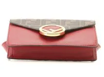 FENDI 　　フェンディ 　　エフイズ　　 ズッカ 　　レザー 　　2WAYショルダーバッグ 　　レッド/ブラウン　　【436】　　2143400231983