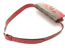 FENDI 　　フェンディ 　　エフイズ　　 ズッカ 　　レザー 　　2WAYショルダーバッグ 　　レッド/ブラウン　　【436】　　2143400231983