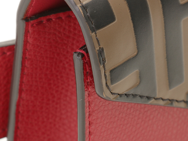 FENDI キャナイエフ ズッカ ハンドバッグ レザー レッド FENDI フェンディ エフイズ ズッカ レザー 2WAYショルダーバッグ