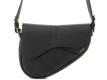 Dior ディオール ショルダーバッグ ミニ サドル バッグ ブラック レザー【473】