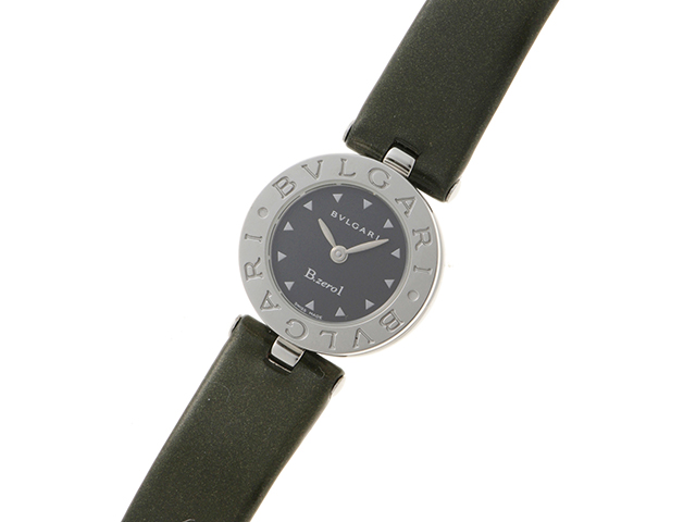 ブルガリ B-zero1 BZ22S レディース腕時計 ブラック BVLGARI ブルガリ B-zero1 BZ22S ブラック文字盤 SS/レザー 緑革