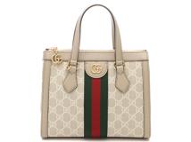 GUCCI　グッチ　オフィディア　スモールトート　547551　ベージュ/ホワイト　PVC/レザー【207】2143400235103