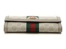 GUCCI GGキャンバス 長財布 ベージュ/グレー グッチラウンドファスナー長財布 アウトレット ベージュ ピンク