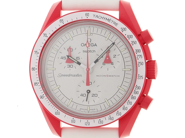 swatch スウォッチ×OMEGA オメガ ムーンスウォッチ MISSION TO MARS OMEGAコラボ SO33R100 バイオセラミック ホワイト/レッド クォーツ【460】2143400235875