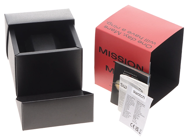 swatch スウォッチ×OMEGA オメガ ムーンスウォッチ MISSION TO MARS OMEGAコラボ SO33R100 バイオセラミック ホワイト/レッド クォーツ【460】2143400235875