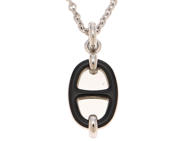 HERMES エルメス ミニ・マイヨンPMネックレス ブラック メタル